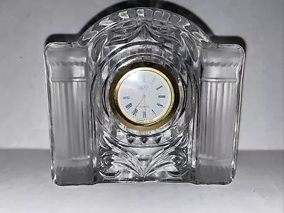 Mikasa Crystal Clock Cotillion Column Frost Gift Mantle Desk 3.75” Tall - WORKS! • $9.99