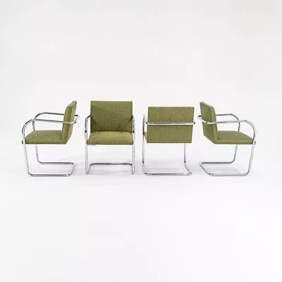 2007 Mies Van Der Rohe For Knoll Tubular Brno Dining Chairs Green Fabric 4 Avail • $650