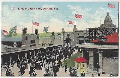 1909 Oakland California - Amusement Park Idora Park - Busy Street Scene • $6.99