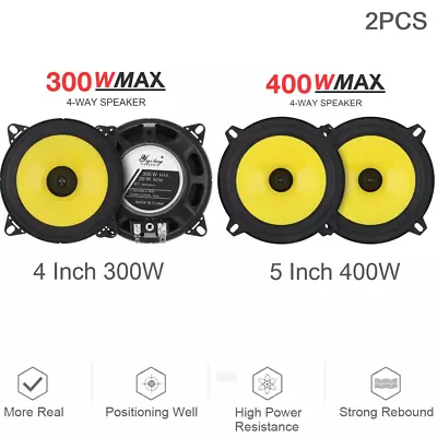 2Pcs 4/5 Inch 300W/400W Car Audio Speakers Universal Heavy Mid-Bass Ultra-Thin M • $35.09