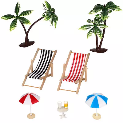 Mini Beach Toys Mini Umbrella Palm Chair Dollhouse Summer Decor • $9.99