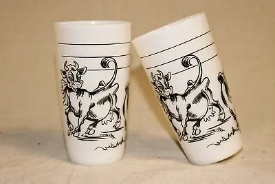 Vintage Hazel Atlas Elsie The Cow & Friends Milk Glass Tumblers Set Of 2 • $20