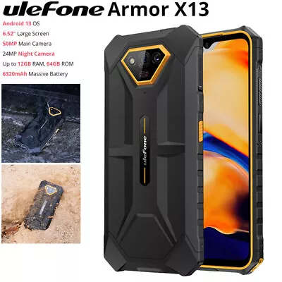 Global Ulefone Armor X13 4G LTE Rugged Phone Waterproof Android Mobile Dual SIM • $296.66