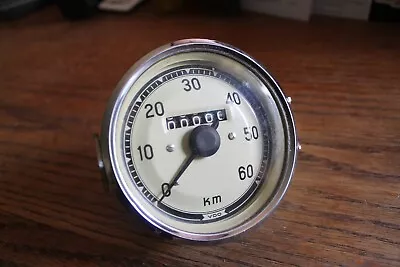 VINTAGE VDO Speedometer Cream Face With Black Numbers Beautiful 0-60 Km Only • $50
