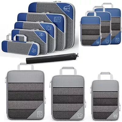 3/6Pcs Compression Packing Cubes Expandable Storage Travel Luggage Bag Organizer • $27.02