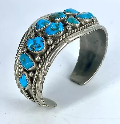 Important Vintage Navajo Tom Moore (?) Turquoise Sterling Silver Cuff Bracelet • $150