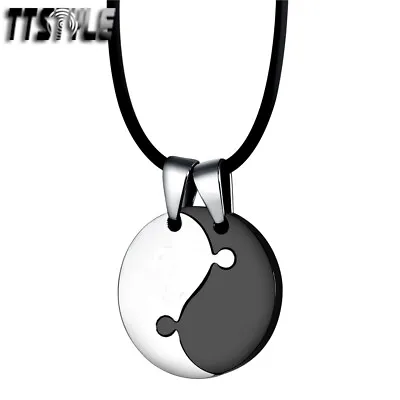 TTstyle Stainless Steel YING&YANG Pendant Necklace For Couple Two Chains • $22.99
