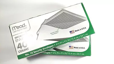 2 Packs MEAD SECURITY ENVELOPES 40 COUNT NO. 10 4 1/8 X 9 1/2 • $4.33