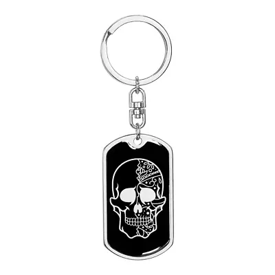 Calavera Mexican Sugar Skull 37 Stainless Steel Or 18k Gold Premium Swivel Dog  • £62.69