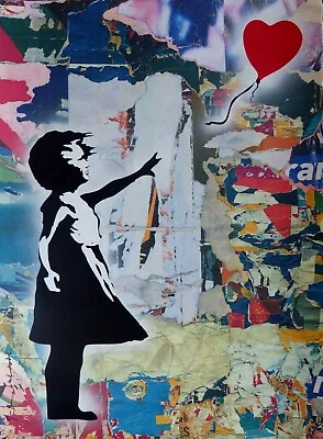 MR BRAINWASH BALLOON GIRL Unique Mixed Media Graffiti Urban ART HAND SIGNED 1/1❤ • $7800