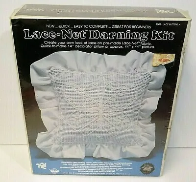 YKI Lace-Net Darning Kit Lace Butterfly Decorator Pillow Or Picture USA 1983 VTG • $8.99