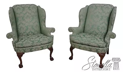 62986EC/87EC: Pair KINDEL Winterthur Clawfoot Chippendale Wing Chairs • $4195