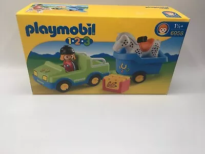 Playmobil 1.2.3 Car With Horse Trailer Set #6958 • $21.95