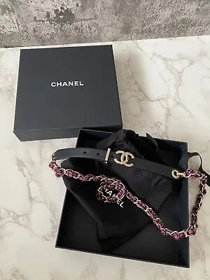 New Authentic CHANEL Waist Chain Belt Belts Light Gold Hardware Accessory Sz80 • £639.47