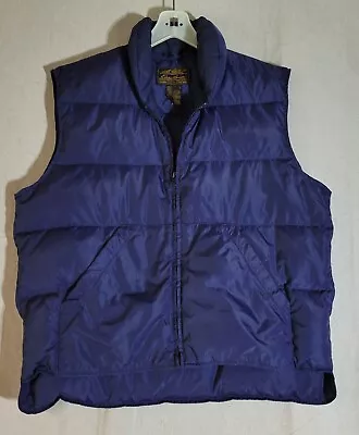 Eddie Bauer Puffer Vest Mens Large Zipper Goose Down Navy Blue • $29.95