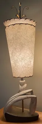 Vintage 50s Biomorphic Plaster Lamp Fiberglass Shade Atomic Era Mid Century MCM • $395