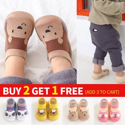 Newborn Cotton Soft Non-Slip Baby Shoes Toddler Spring Slippers Socks Sandals UK • £5.15