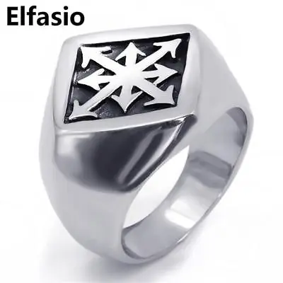 $19.20 • Buy ELFASIO 316L Stainless Steel Gothic Style Eight Point Chaos Star Theme Ring