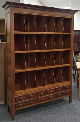 Vintage Reproduction Solid Oak Wood Mail Sorting Open Library Bookcase CS N37 • £59.99