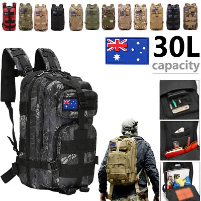 $30.98 • Buy 30L Military Backpack Tactical Hiking Camping Bag Rucksack Travel Outdoor Sports