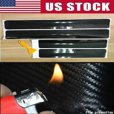 4x Carbon Protector Step Scuff Panel Sill Car Door Cover Fiber 2024 Accessories • $21.15