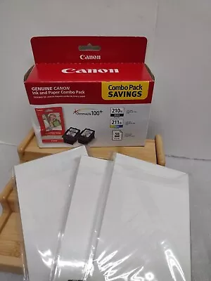 SEALED Genuine Canon PG210/CL211 Black/Color Ink Cartridges +200 Photo Paper 4x6 • $29.79