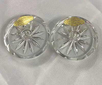 2 -Vintage Hand Cut Clear Crystal Candle Holders KJK Made In West Germany-Marked • $15