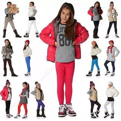 Childrens Cotton Leggings Full Length Girls Kids Age 2 3 4 5 6 7 8 9 10 11 12 13 • £4.45
