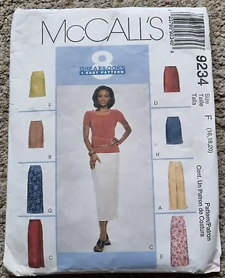 McCalls Pattern 9234 Misses' Skirt In 2 Lengths Size F (US 16-20) Waist 30 -34  • £5.99