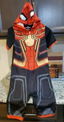 Marvel Spiderman Boy's Short Sleeve Superhero Hoodie Costume Pajamas Small 6/7 • $6.99