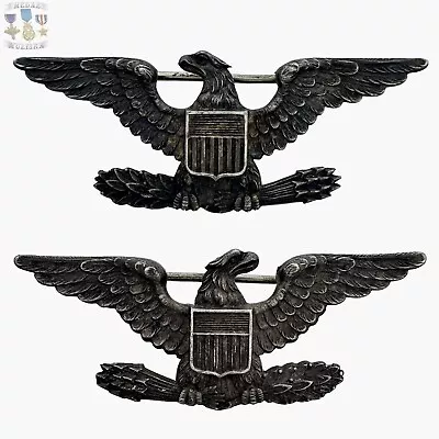 SILVER BBB.CO WWI LARGE US ARMY USMC COLONEL EAGLE 🦅 INSIGNIA 1-7/8” X 3/4” WW1 • $399.99