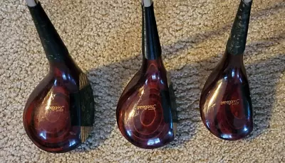 VINTAGE TITLEIST ACUSHNET FAIRWAY WOODS SET-#3#4#5 WOODS-STEEL-RH W/HEADCOVERS • $19.95