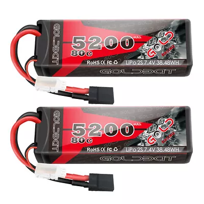 $34.40 • Buy 2x 80C 5200mAh 7.4V RC 2S Lipo Battery Traxxas Plug Hardcase For Car Truck Buggy