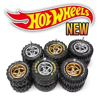 1/64 Scale 5 SPOKE MUSCLE OFFROAD Real Rider Wheels Rims Tires Set Hot Wheel • $5.99