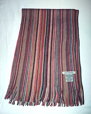 Johnston & Murphy Scarf Red - Brown - Grey - Mini Stripe Fringe Scarf • $30