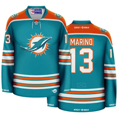 Miami Dolphins Aqua Dan Marino Crossover Hockey Jersey • $134.95