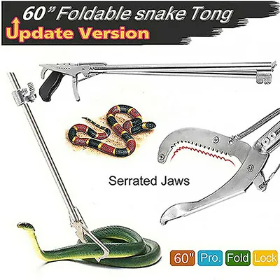 $29.99 • Buy 60'' Foldable Snake Tongs Reptile Grabber(Heavy Duty Stainless Steel Snake Tong)