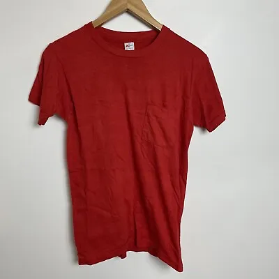 Vintage 1960s Kmart Red Tshirt Size Small Men's Pocket Short Sleeve Cotton • $40