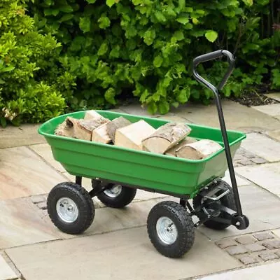 Outdoor Garden Trolley Cart Dump Truck 50L 4 Wheel Wheelbarrow Tipper • £61.99