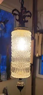 EF & EF Industries Crystal Swag Hanging Lamp 1972 Hollywood Regency 24” Vintage • $149.99