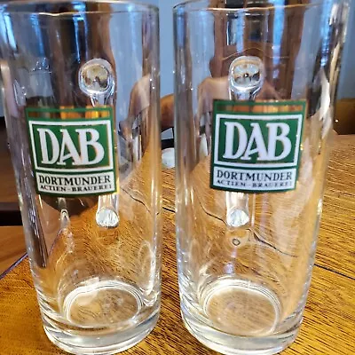 DAB Dortmunder Actien Brauerei Set Of 2 Glass Beer Mugs Steins .5 Litre. SOHN • $14.95