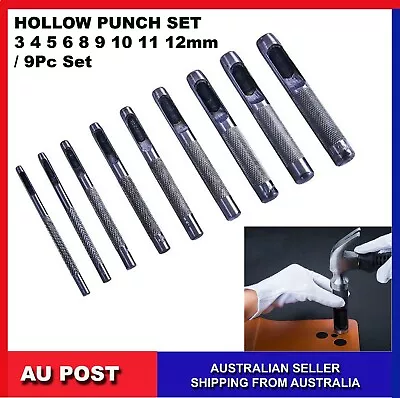 $4.99 • Buy  9 Pcs Hollow Punch Set Leather Hole Steel Punching Tool Size 3-12mm 