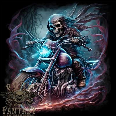 A Biker Skeleton On A Motorcycle Skull Mens Cotton T-Shirt Tee Top • £10.99