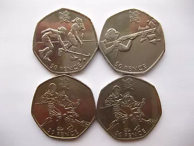 London Olympic Games 2012 Fifty Pence 50p Coins Circulated Hockey Shooting Fence • £2.80