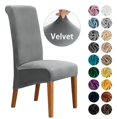 £6.69 • Buy Velvet Dining Chair Seats Covers Large Size Stretch Plush Slipcovers Protectors