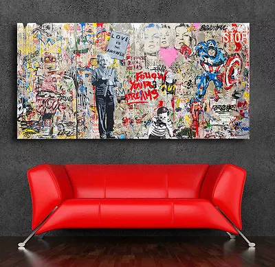 Graffiti Art Einstein Mural  40 X 24 READY TO HANG CUSTOM Street Art  • $129.75