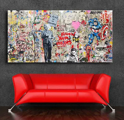 Graffiti Art Einstein Mural  42 X 24 Canvas Print Giclee Mr. Brainwash/Banksy  • $39.95