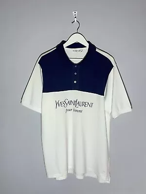 Vintage YSL Yves Saint Laurent Yk2 Streetwear Polo Shirt Big Logo • $69.99
