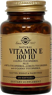 Solgar Vitamin E 100IU 100 Softgels  D-Alpha Tocopherol & Mixed Tocopherols • $9.07