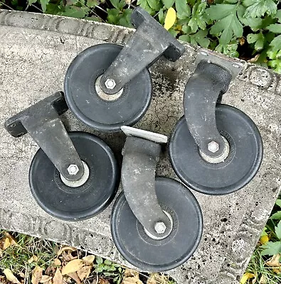 $88 • Buy Industrial Caster Wheels Set 4 Kilian 5  Swivel Cast Iron Cart Vintage Tool Shop